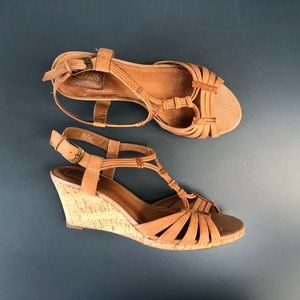 Clarks cork wedge sandals, size 7.5